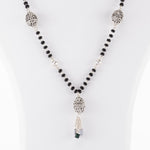 Authentic Black Beads Mangal Sutra with 3 Dangling Beaded Silver Pendants for Women