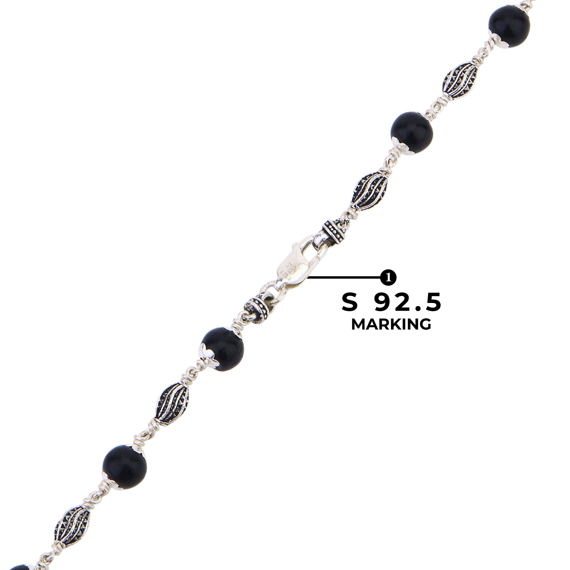 Karungali Silver Mala (Marquise Beads)