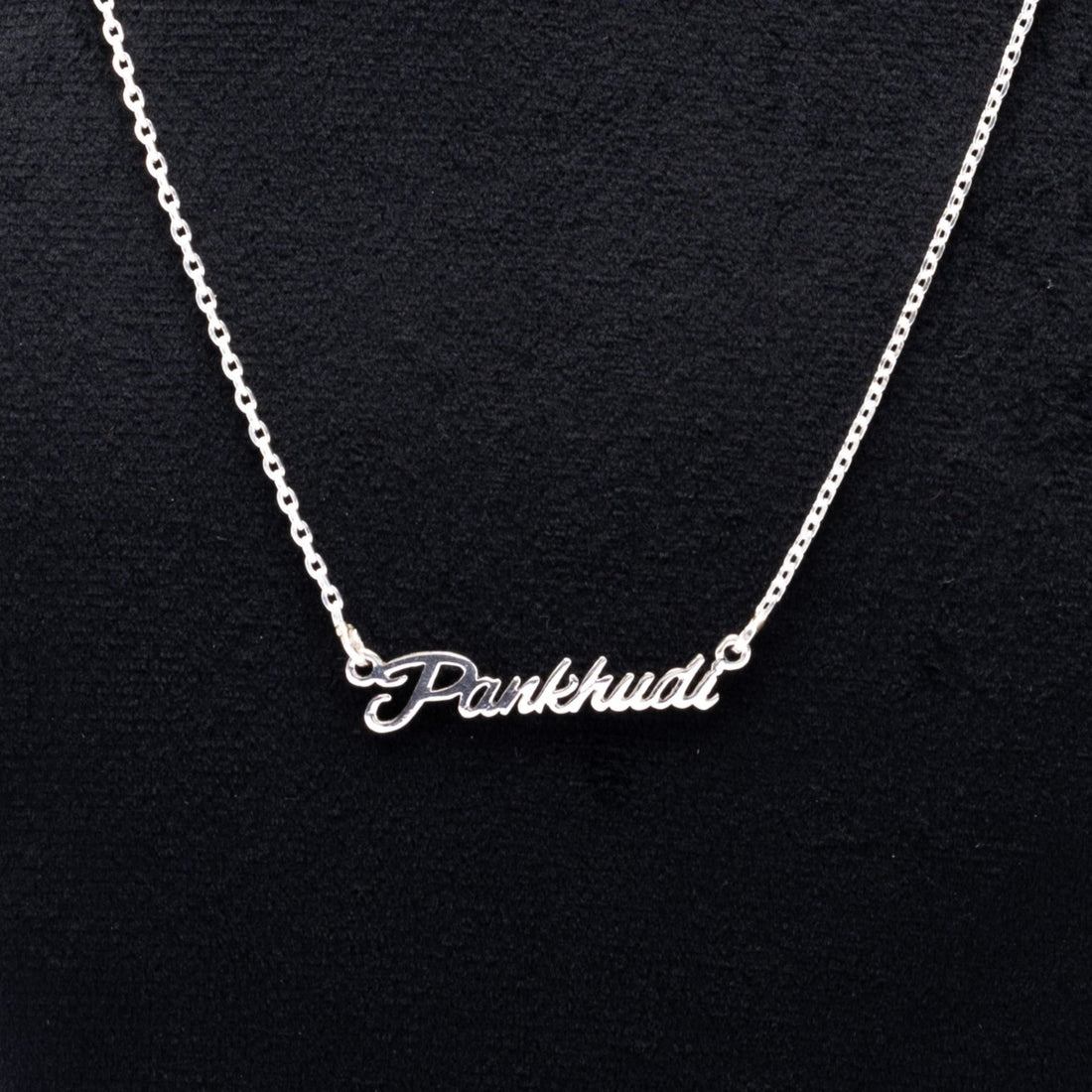 Silver Name Chain with Pankhudi Pendant for Couples