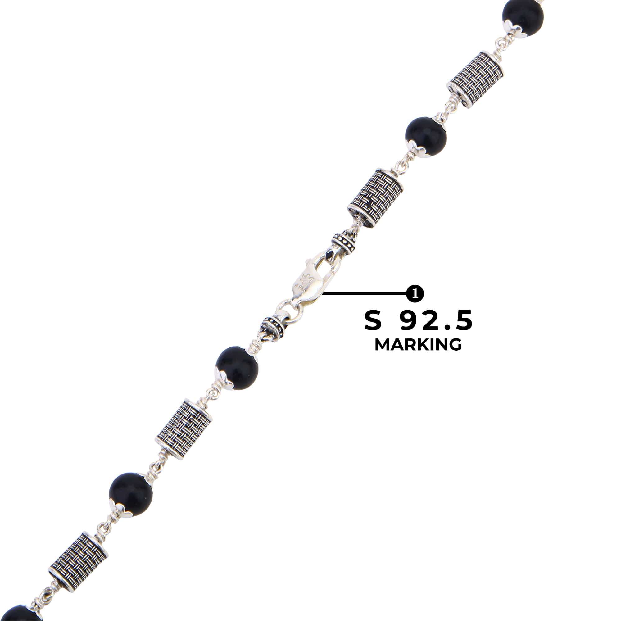 Karungali Silver Mala (Cylindrical Beads)