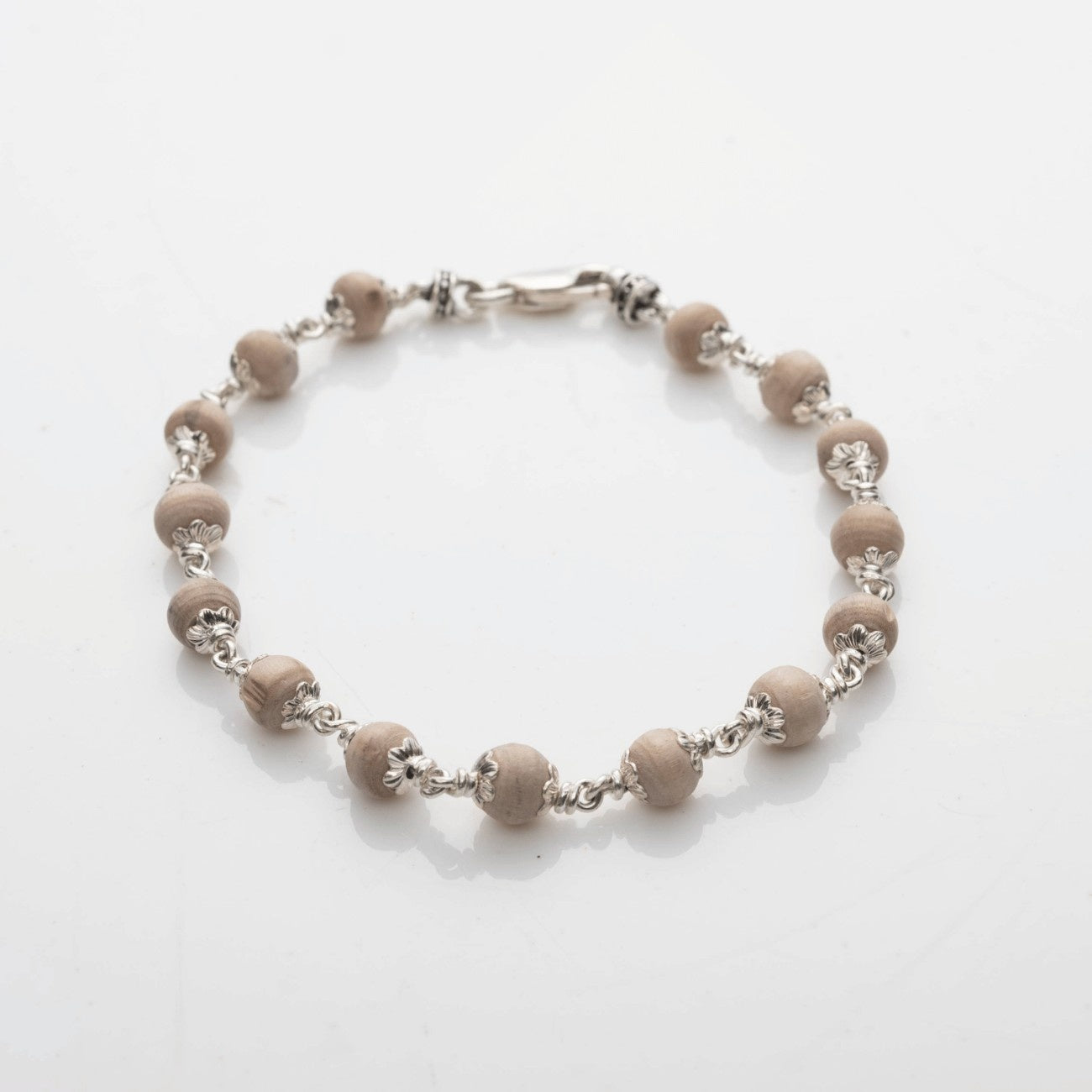 7-8 MM Tulsi Beads Silver Bracelet