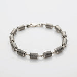 Hollow Cylindrical Silver Beads Bracelet