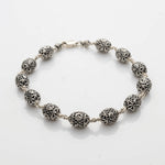 Oval Om Silver Beads Bracelet