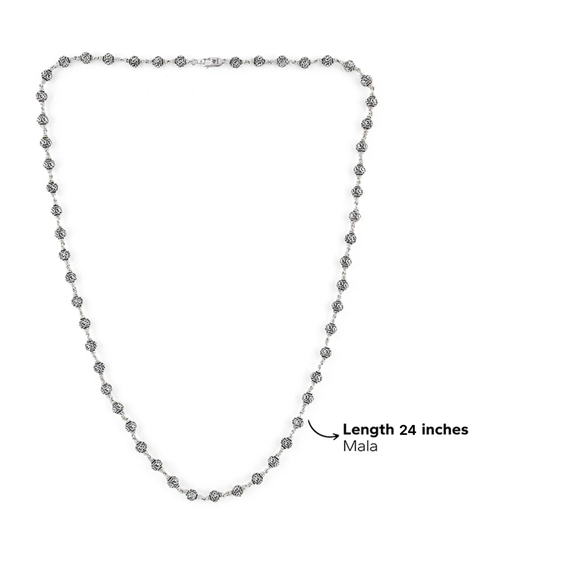 Silver Mala (Om Beads)
