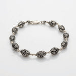 Cylindrical Silver Beads Bracelet