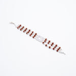 Orignal Rudraksha Silver Om in Square Triple Line Bracelet