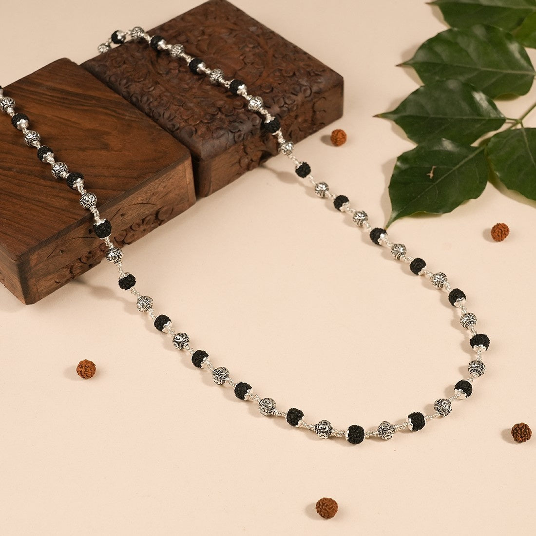 Authentic Black Rudraksha Om Beads Mala