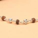 Rudraksha With CNC Silver Bead Necklace Mala