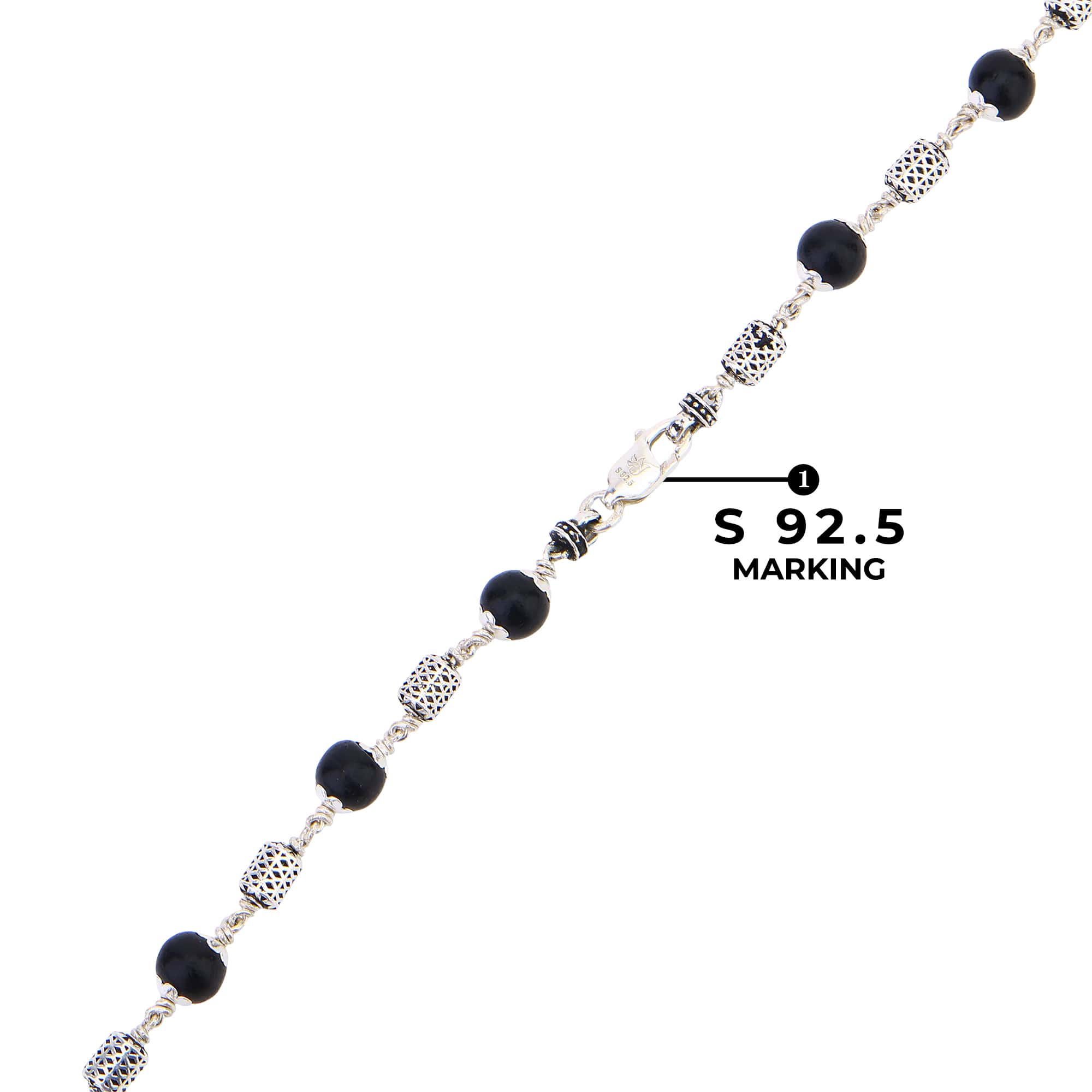 Karungali Silver Mala (Filigree Oval Beads)