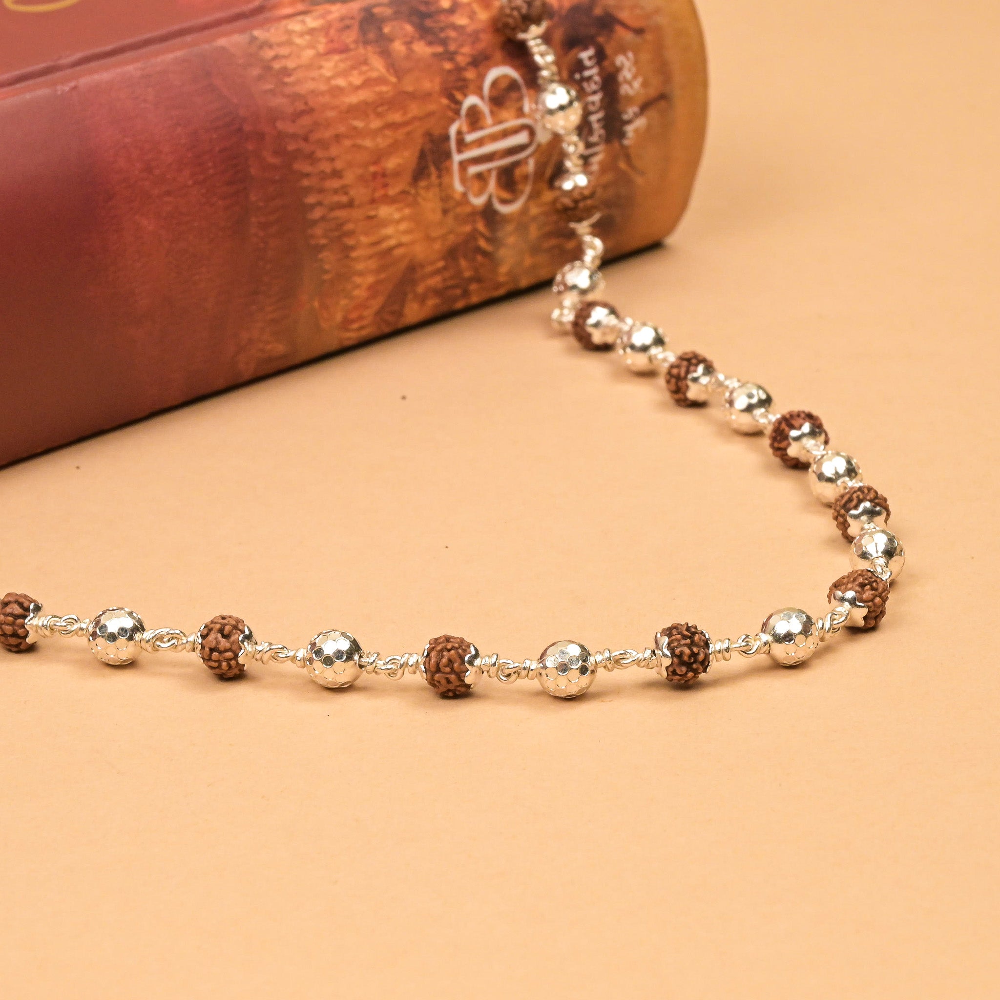 Rudraksha With CNC Silver Beads Mala