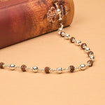 Rudraksha With CNC Silver Beads Mala