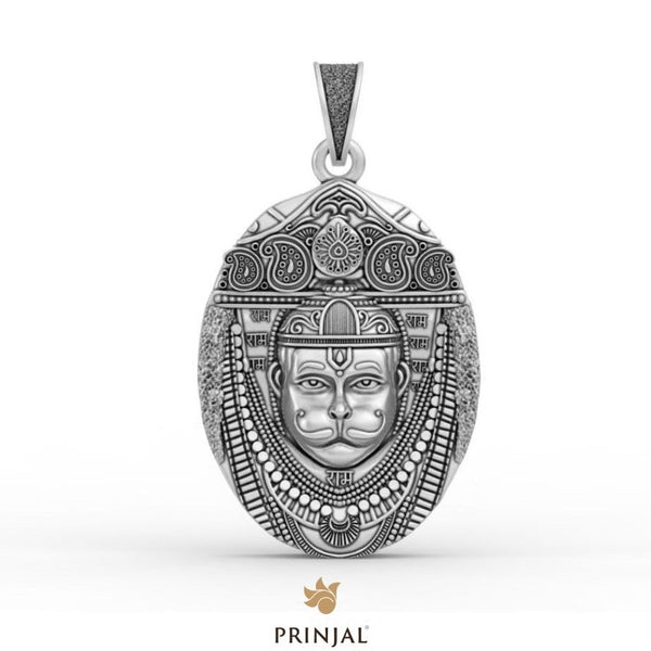 Hanuman Dada Face Silver Pendant