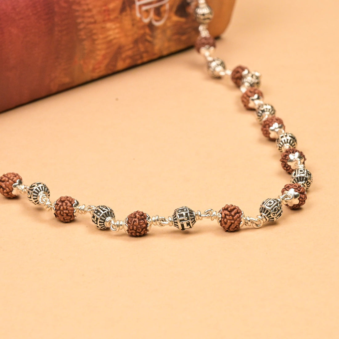 Rudraksha With Om Namah Shivay Silver Beads Mala