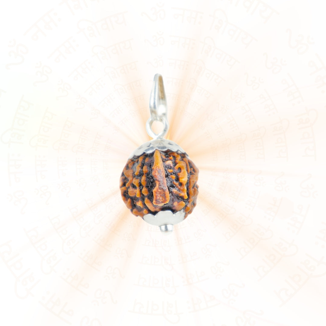 Silver Capping Ganesh Mukhi Rudraksha Pendant With Chain ( Nepali )