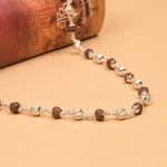 Rudraksha With CNC Silver Beads Mala
