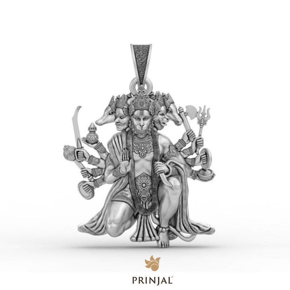 Five Faces Hunuman Silver Pendant