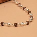 Rudraksha Mala With Designer CNC Silver Beads