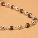 Rudraksha With CNC Silver Beads Mala