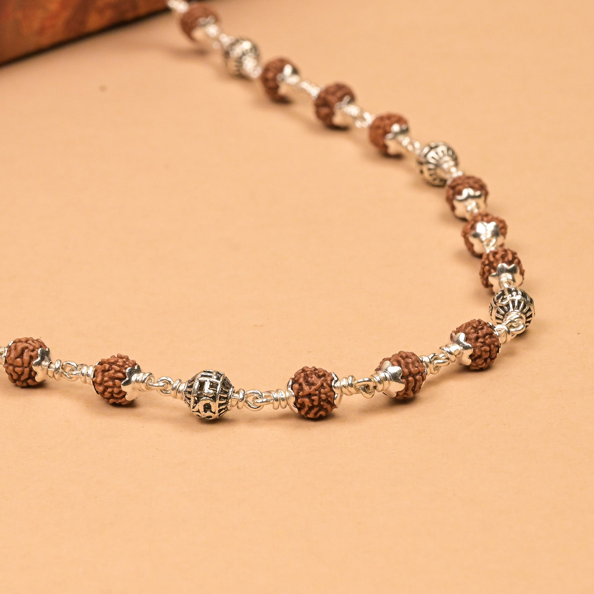 Rudraksha With Om Namah Shivay Silver Bead Mala