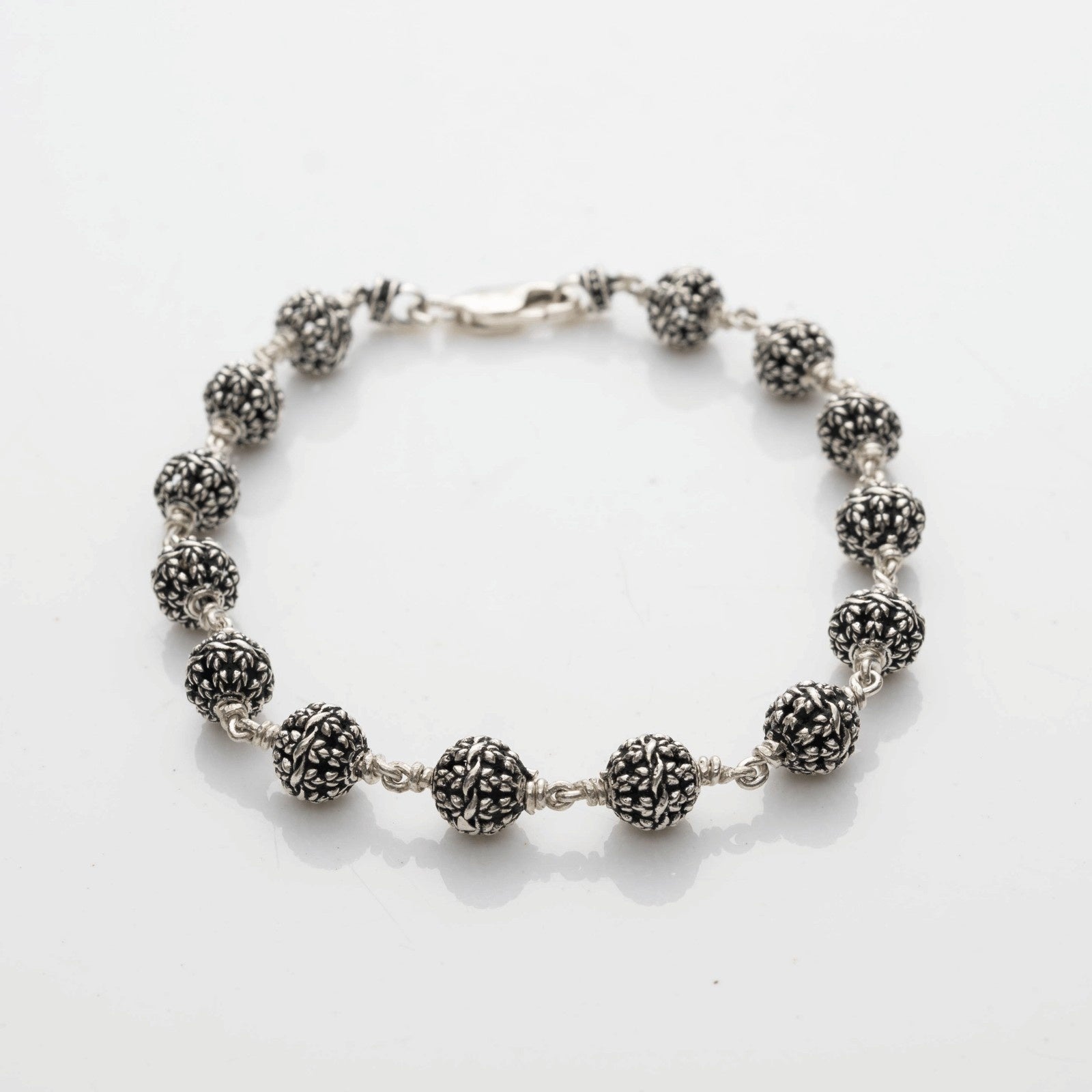 Silver Flower Beads Bracelet
