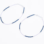 Real silver and dark blue beads anklets for women