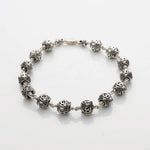 Hexagon Om Silver Beads Bracelet