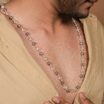 Orignal Sphatik Diamond Cut Beads with Om Silver Beads Mala