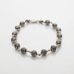 Textured Round Silver Beads Bracelet