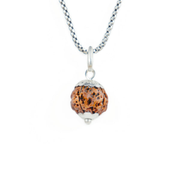4 Mukhi Rudraksha Silver Capping Pendant ( Nepali )