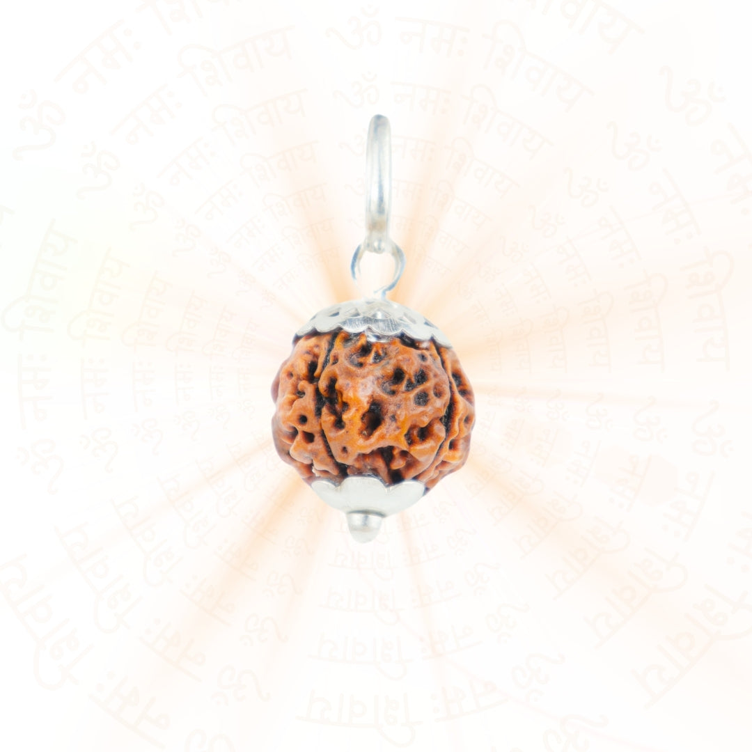 Silver Capping 4 Mukhi Rudraksha Pendant With Chain  ( Nepali )