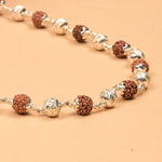 Rudraksha With CNC Silver Beads Mala
