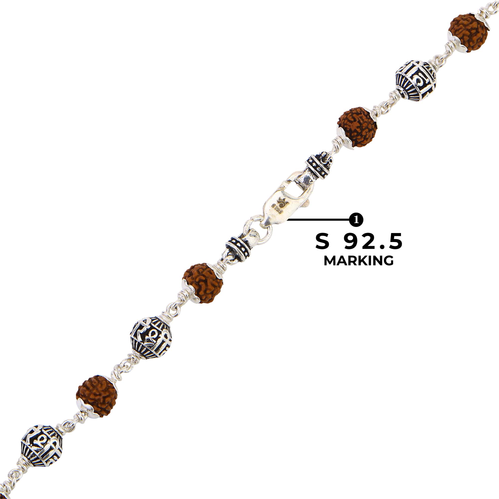 Rudraksha With Shree Hari Beads Silver Mala