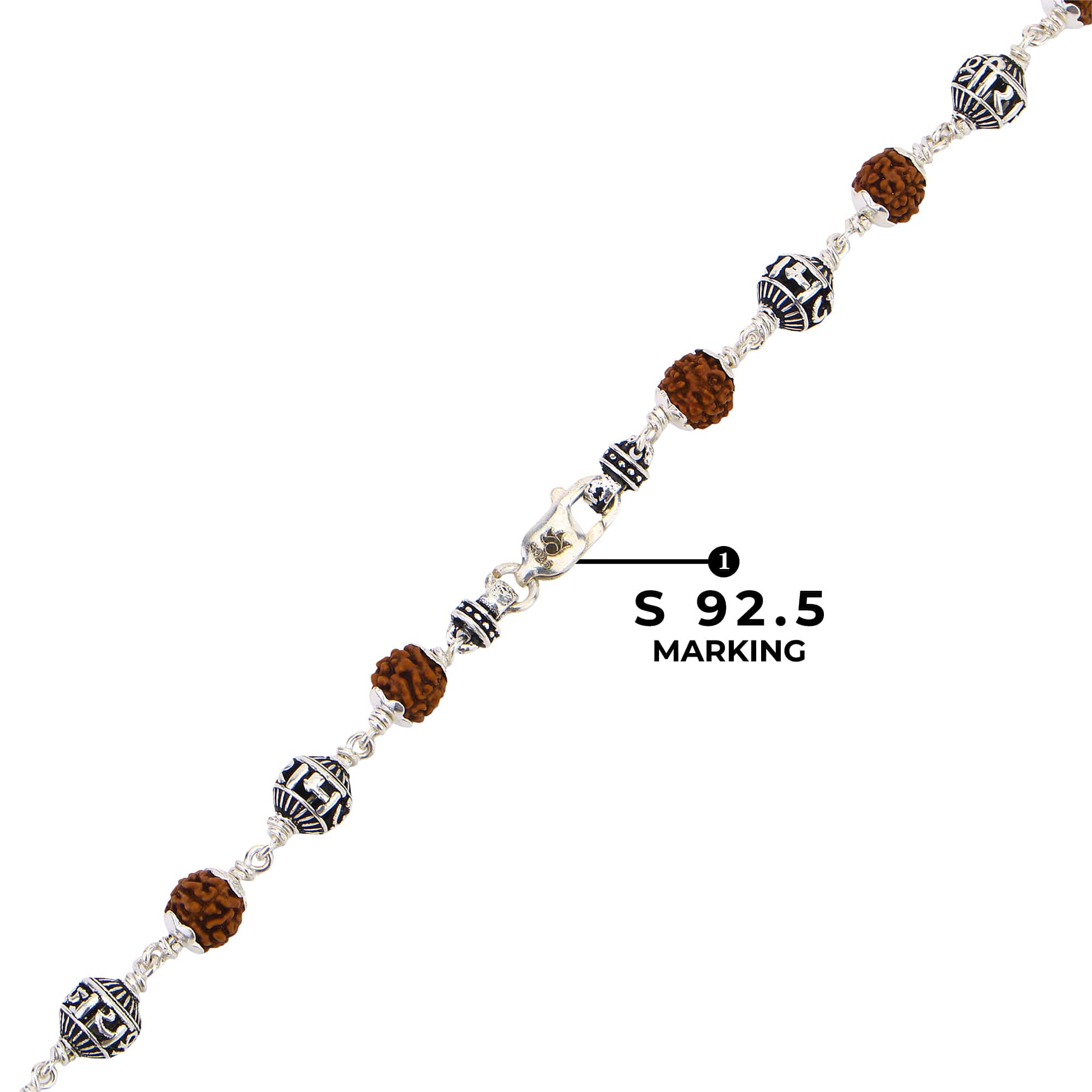 Rudraksha With Jay Shree Ram Beads Silver Mala