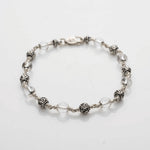 5-6 MM Sphatik with Om Silver Beads Bracelet