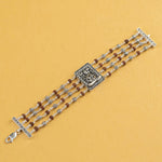 Rudraksha With Om Silver Four Line Bracelet
