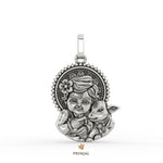 Laddu Gopal with Calf Silver Pendant