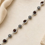 Rudraksha Silver Om Beads Capping Bracelet