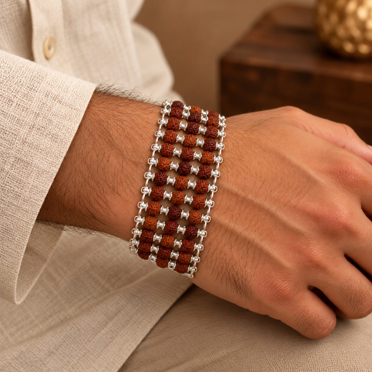 Rudraksha  Three Line  Bracelet