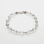 5-6 MM Sphatik Diamond Cut Beads Silver Bracelet