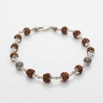Rudraksha With Silver  Beads Bracelet
