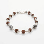 Rudraksha With Cylindrical Silver Beads Bracelet