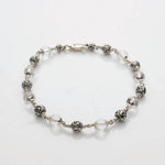 Sphatik Diamond Cut Beads With Om Silver Beads Bracelet