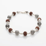 Rudraksha with Hexagon Silver Beads Bracelet