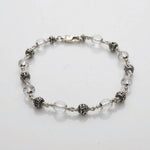 5-6 MM Daimond Cut Sphatik With Om Namah Shivay Beads Bracelet