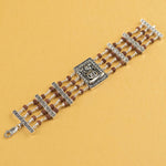Rudraksha With Silver Shiva Broch Four Line Bracelet