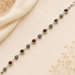 Rudraksha Silver Om Beads Capping Bracelet