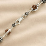 Rudraksha Silver Om Beads Capping Bracelet