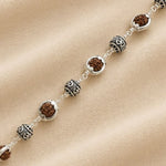 Rudraksha Silver Om Beads Capping Bracelet