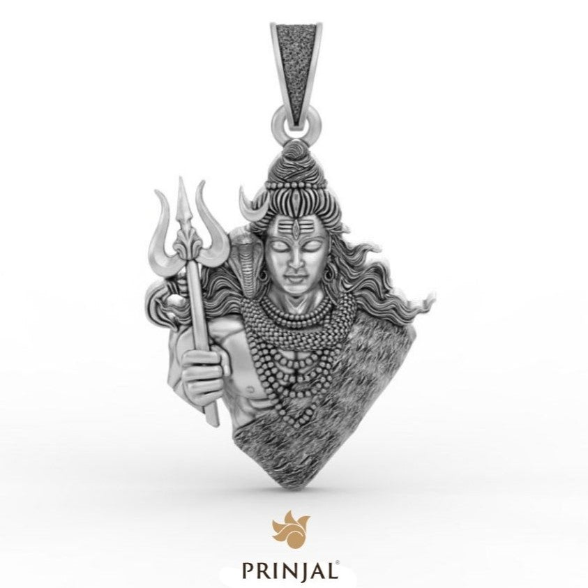 Adiyogi Shiv Silver Pendant