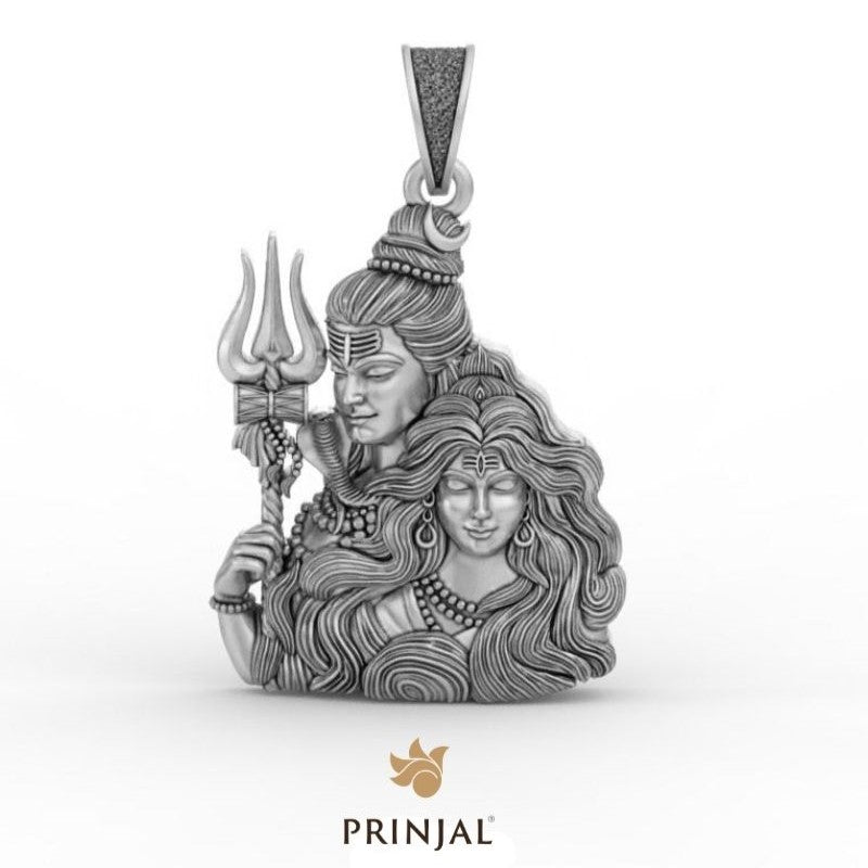 Shiv Parvati Silver Pendant